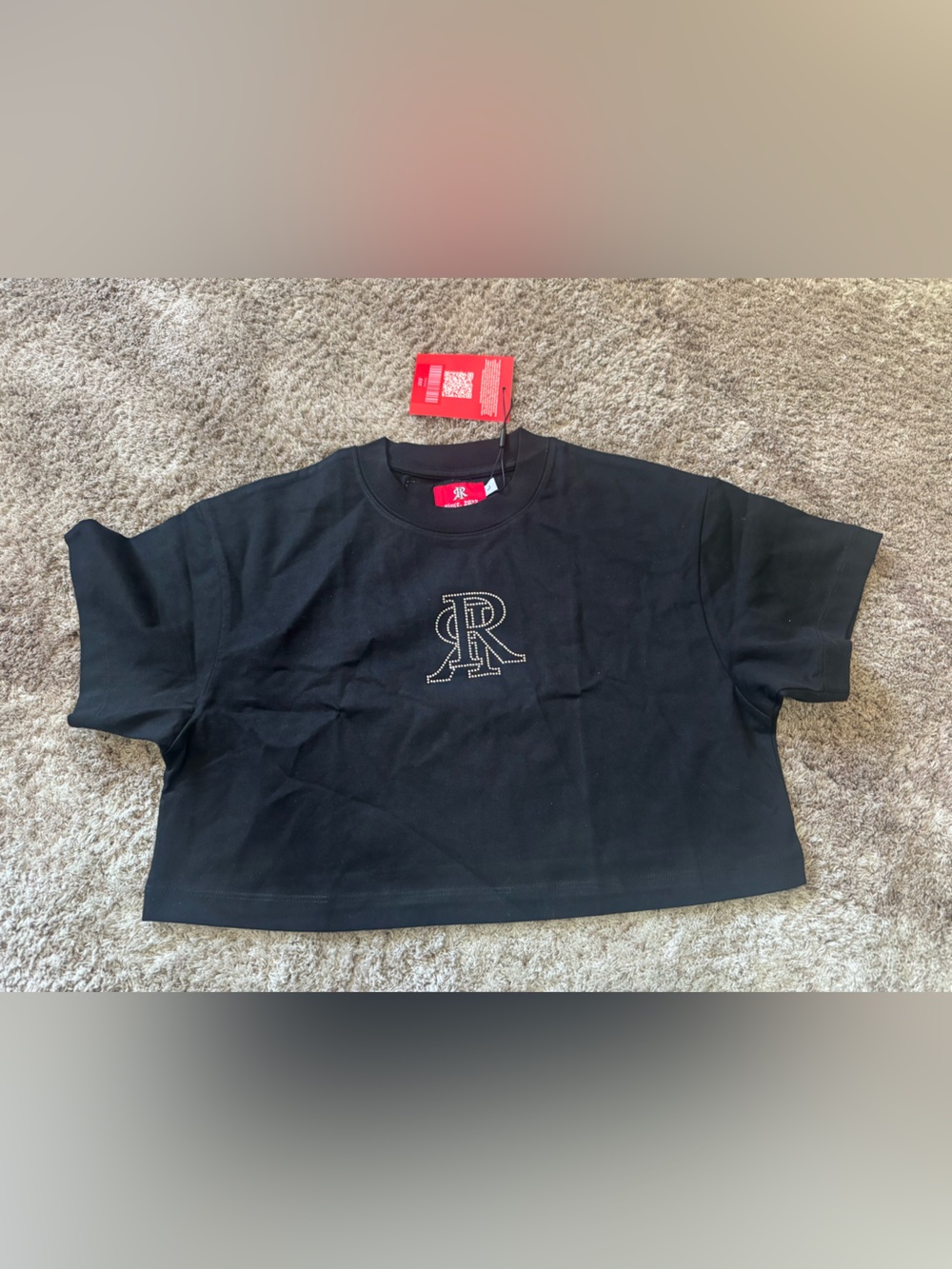 Doble r cropped t shirt with gems